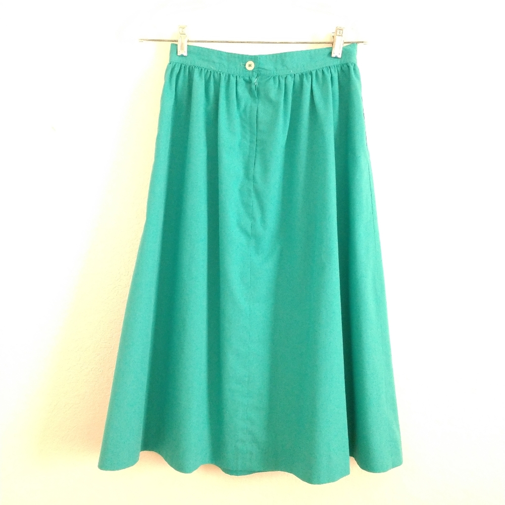 2 Lands' End Skirts Skirt 80s Charter Collection Green & Pink Pockets Size 10 - Picture 2 of 10
